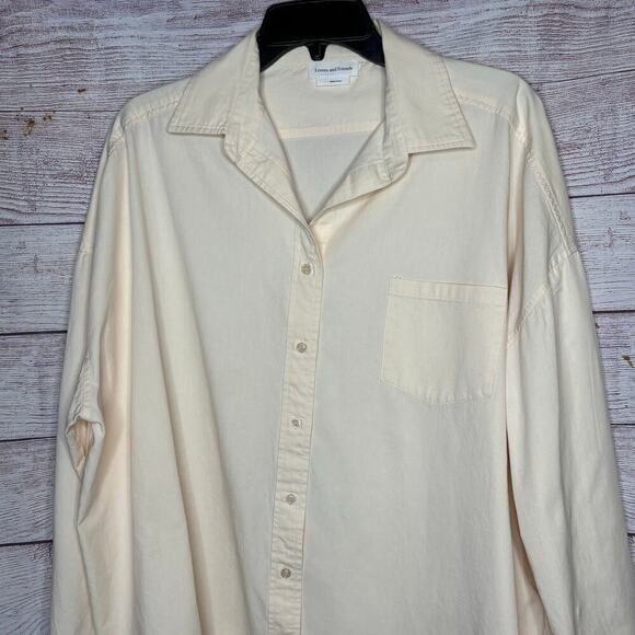 Lovers and Friends Audri Cream Boyfriend Button Down Oversized Shirt Size Large - Picture 5 of 12